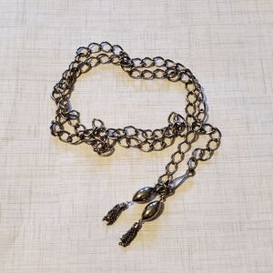 Stylish Vintage Silver Tone Chain Belt With Tassles Possibly Park Lane
